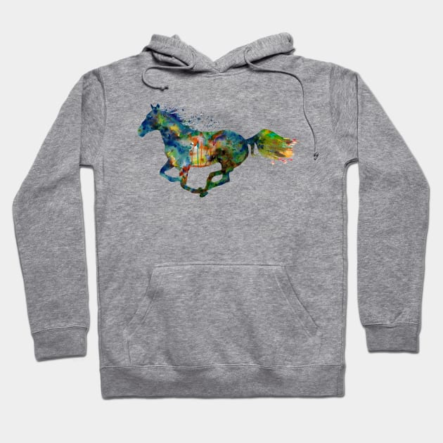 Colorful Running Horse Silhouette Hoodie by Marian Voicu